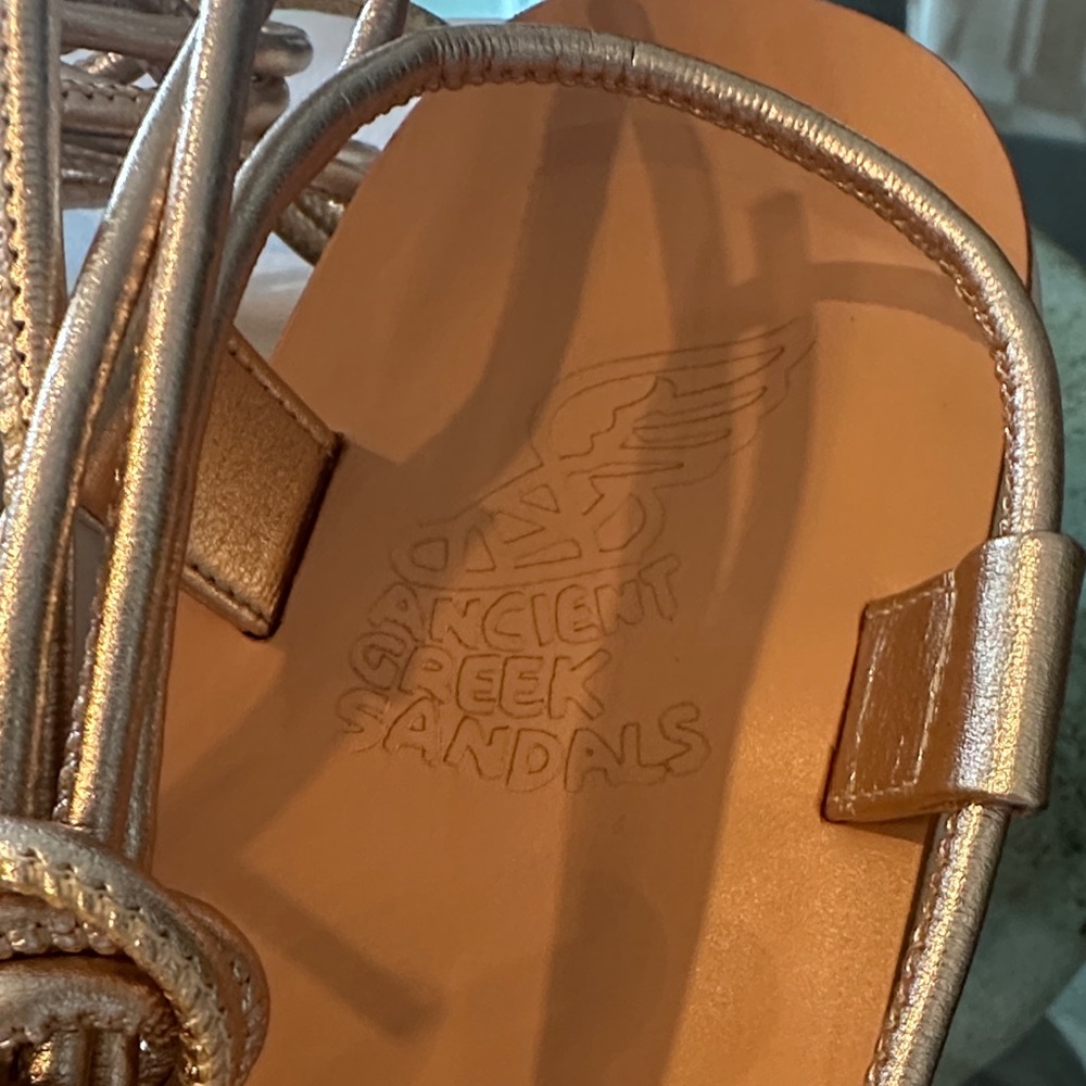 $280 New in Box Ancient Greek Sandals Gold Strappy Sandals sz 36 - Picture 2 of 13